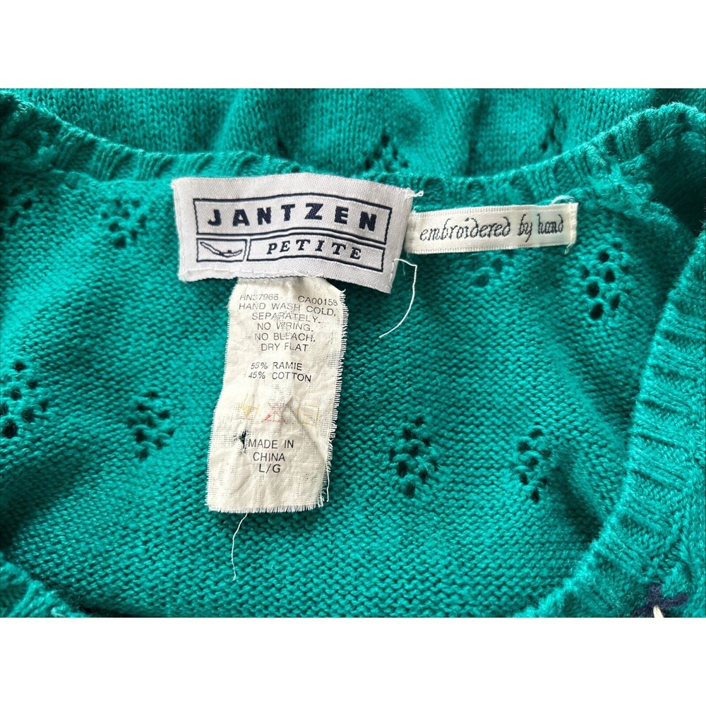 Jantzen Teal Embroidered Knit Vest - Picture 2 of 9